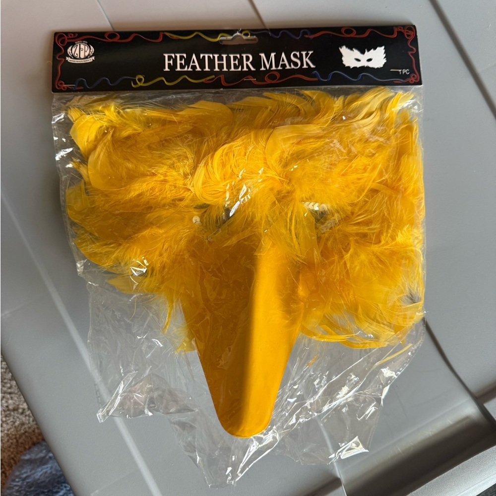 Yellow Feather Masquerade Costume Mask